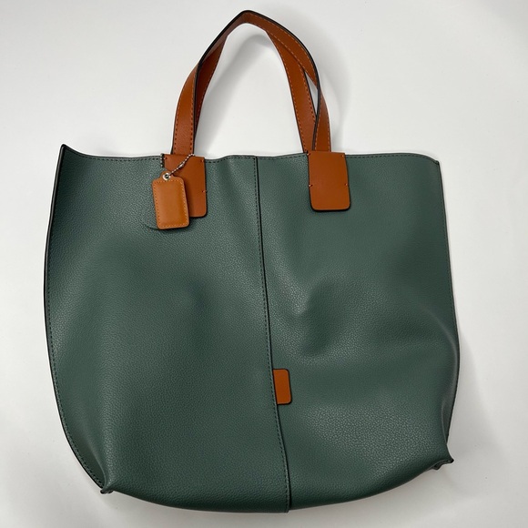 MDBM MAISON DE Beaute Marseille Green Leather Large Tote Shopper Bag - Picture 2 of 12